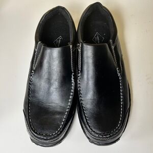 St.‎ John's Bay Men's Black Leather Slip On Loafers Comfort Memory Foam Wide